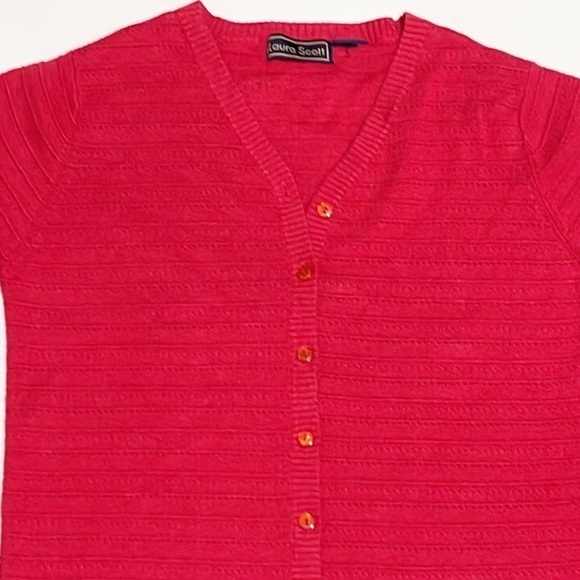 Laura Scott Red Cardigan Sweater Size S - Picture 2 of 10